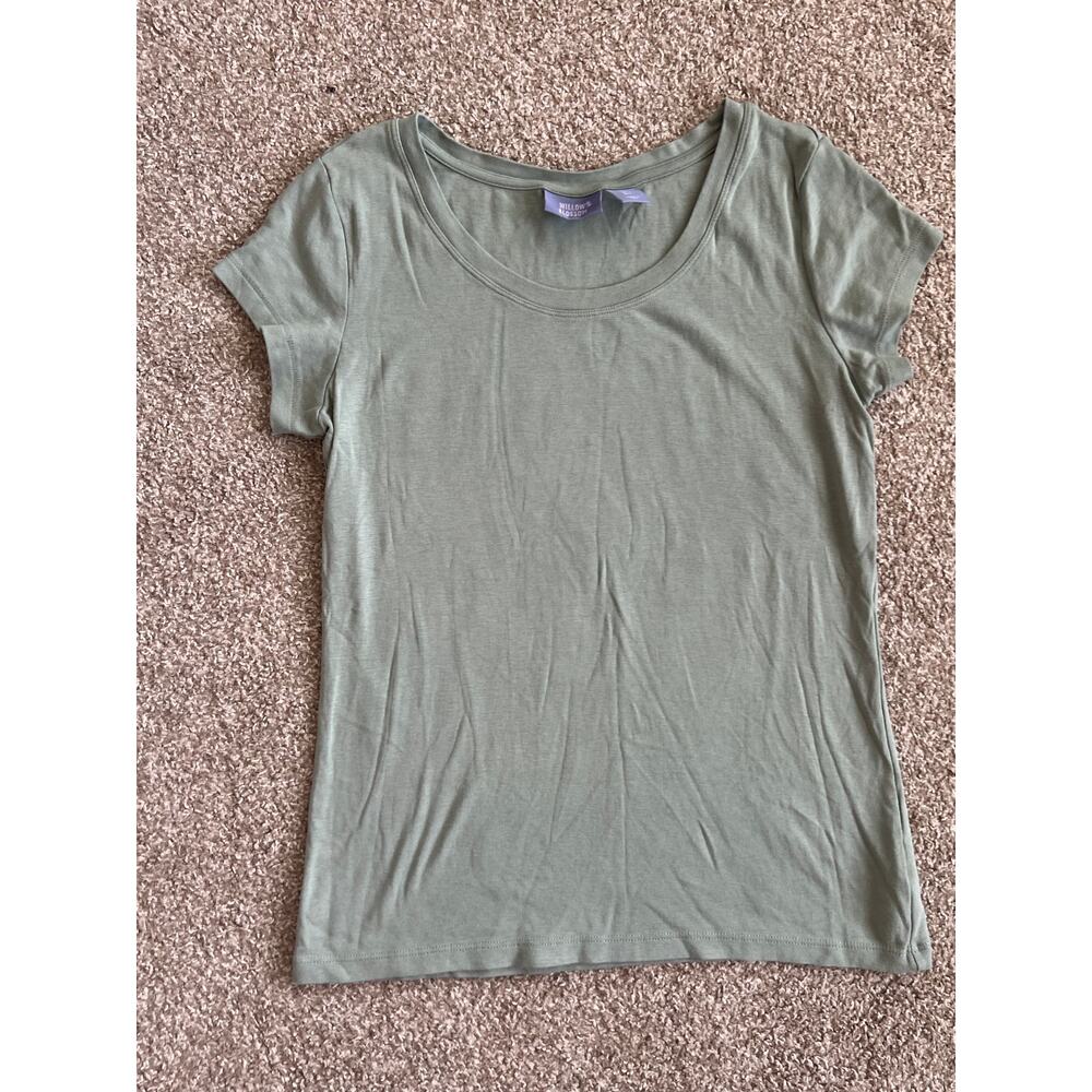 Willow Blossom Sage Green Scoop Neck Tee L Large Short Sleeve Pima Cotton Top